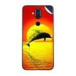 GADGETSWRAP Printed Vinyl Skin Sticker for Nokia 8.1 - Yellow Sun Dolphin