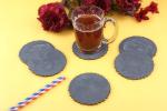 Vatsin Premium Resin Round Coasters Tea, Coffee Coasters for Home & Dining Table, Office, Table Accessories, for Gifting (Set of 6, Dark Grey)