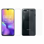 Kite Digital Oppo Realme U1 Back Screen Protective Film Carbon Fiber Skin Transparent Screen Guard Sticker & Premium Tempered Glass Screen Protector