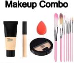RAZY Collection Makeup Combo of 7pc Makeup Brush With Concelor, Foundation, Compact Powder & Blender Puff (12 Items in the set)