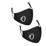 CENWELL (O Print) Washable Embroidery Stylish Cloth Face Mask with Adjustable Earloop & Nose Pin (Pack of 2)