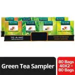 TE-A-ME Assorted Green Tea Bags, 80 Tea Bags (Pack of 2 Boxes - 2 X 40 Tea Bags) | Green Tea Sampler Pack | Tulsi | Kashmiri Kahwa | Honey Lemon | Green Tea