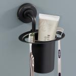 Plantex Stainless Steel 304 Grade Tumbler Holder/Tooth Brush Holder/Bathroom Accessories (Black, Daizy)