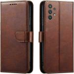 Tingtong Flip Cover for Samsung Galaxy A32 4G | Magnetic Closurer| PU Leather Magnetic Wallet Back Cover Case (Brown)