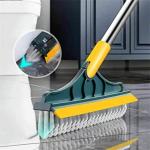 ASTRECA 2 in 1 Cleaning Floor Scrub Brush & Viper Type with Long Handle Grout Brush Scrape V-Shape Stiff Bristle Cleaning Brush with Squeegee,120 Degree Rotating Tile Brush for Bathroom & Kitchen