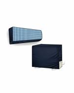 The Furnishing Tree 1 Ton Bluestar XATU Blue Checkered PVC Split AC Cover Set (22.9 x 87.6 cm)