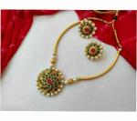 Gyaan Jewels Handmade Gold Plated Alloy Earring and Necklace Set Gold Free Size