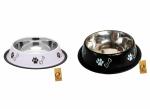 Hundur Store Stainless Steel Paw Bone Printed Food Water Feeding Bowl for Dogs & Puppies Round Steel Pet Bowl (Medium, 700ml each , Night Black & white) pack of 2