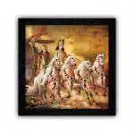 PnF Wood Framed Poster Of Arjun Kishna Geeta Updesh-14776, 13 X 13 Inch