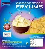 PMW - 3D Diamond Shape Fryums - Raw - Vadiyalu - 500 Grams - Free 15 Gram Fryums Masala Powder