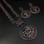 Royale Diva Stone Work Oxidised Peacock Necklace Set