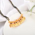 Memoir Brass Micron Gold 1 Gram jewellery 9 coin Lakshmi ginni Multi colour CZ Traditional spiritual Mangaslutra for Women festival Fashion Latest