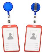 Shining Zon Heavy Duty Retractable Badge Holder with Aluminum Metal Red Vertical ID Card Holders for Office ID Cards (Set Of 1 Blue Yoyo)