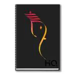 Navneet HQ| Hard Cover Ganesha Notebook Design 2| Wiro / Spiral Bound| Single Line| A6 Size - 14.8 cm x 10.5 cm| 192 Pages| Pack of 2