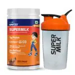 Gritzo SuperMilk, Easy to Absorb Protein Health Drink for Kids (8-12 Yrs)Double Chocolate, 400g (Young Athletes with Shaker)