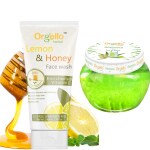Orgello herbal aloe vera massage gel for face | Aloe vera gel 100gm For Acne, Scars, Glowing & Radiant Skin 1 x 100 gm + Lemon honey face wash 1 x 100 gm | Pack of 2