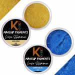 KINDED Golden and Dark Blue Powder Loose Shimmer Glitter Eyeshadow for Women - Pack of 2, Each Pack 3 g