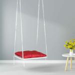 Curio Centre White Single Seater Rectangle Polyester Rope Hanging Swing for Adults & Kids 23 x 16 x 58 cm