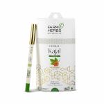 Farmherbs 100% Herbal Kajal Glossy Finish Pencil for Adults, Olive Wax Based Waterproof with Advanced Herbal Technology by Renowned Eyecare Institute - Black
