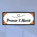 URBANITE CREATION Premium Designer Acrylic Name plate for Couples Glossy White Base|Acrylic Customised/Personalized