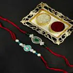 Mahi Gold Plated Classic Kundan Studded Ethnic Thread Rakhi Set for Brother, Bhai, Bro (RCO1105731G)