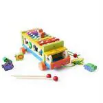 Shumee Multicolor Wooden 3 In 1 Pull Along Musical Animal Shape Sorting Truck Toy With Xylophone And Shape Sorter (2 Yrs Plus)