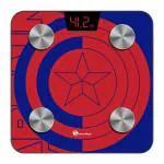 PowerMax X Marvel BCA-130 Marvel Edition Blue Captain America Series Digital Weight Machine for Human Body - High Accuracy Bathroom Weighing Scale with Step-on Technology & Super Durable 6mm Tempered Glass