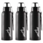 Milton Stainless Steel Black Steel Fit 600 Inner Water Bottle (Set Of 3)