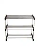 YASH Marketing 3 Tier Shoe Rack, Adjustable Shoe Shelf Storage Organizer Heavy Duty Iron Free Standing Shoe Rack for Entryway Closet Doorway (Black)