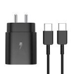 eKus 25W Super Fast Charger Adapter with CToC Cable Compatible For SamsungM51/M42/F23 5G/M53 5G/M52 5G/M33 (Black)