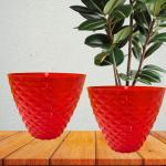 Plastic Flower Pots for Indoor|Outdoor|Flower Pot Kohinoor Red Pack of 2