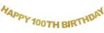 Festiko Happy 100th Birthday Banner Gold Glitter Letters Hang Bunting, 100th Birthday Party Decorations Supplies