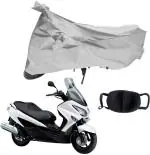 Riderscart 1 Bike Cover & 1 Pollution Mask for Suzuki Burgman 125 (Silver)