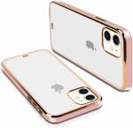 Clickaway Apple Iphone 12 Mini Back Cover Gold Electroplating Transparent Chrome Raised Edges Super Soft-Touch Bumper Case (Gold)