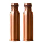 Copperika Pure Plain Copper Water Bottle (750ml - Pack of 2) With Ayurvedic & Other Health Benefits | Heavy Build