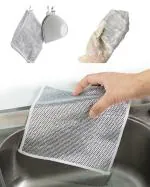 ToYooZe Pack Of 3 Non-Scratch Wire Dishcloth | Multipurpose Wire Dishwashing Rags for Wet and Dry | Stainless Steel Scrubber | Wire Cleaning Cloth for Kitchen | Washing Dishes Sinks Counters (Multicolor)