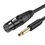 UGREE 20719 6.35mm Jack Male To XLR Female Cannon Microphone Audio Cable, 2m (Black)