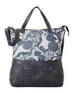 Mona B Grey Polyester and Canvas Shoulder Bag