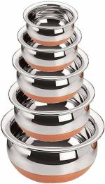 MB BROTHERS Multicolor Stainless Steel Handi Pot Set 0.5 L, 0.8 L, 1.1 L, 1.6 L, 2.1 L (Pack of 5)
