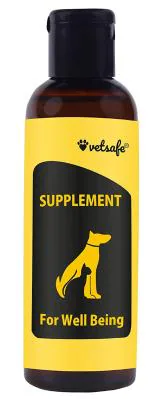 VetSafe Dog Supplement for Wellbeing, 200ml | Skin Healing, Hairfall Control, Improves Mood
