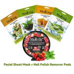 MasKing Beauty Facial Sheet Mask with Real extract of Kiwi, Green Tea, Honey & Aloe Vera Ideal for Women & Men (Combo Pack of 4) | Diva Berries Nail Polish Remover 30 Round Pads (Pack of 1)