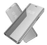 MONKISH Black Polycarbonate Mirror S-View Stand Flip Cover for Samsung Galaxy S9 Plus