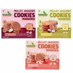 Satvikveda Millet Jaggery Cookies - Combo Pack | Ragi Almonds 200g, Jowar Coconut 200g & Millets Cashew 200g Biscuits | Healthy & Nutritional Snacks for Kids & Adults | Junk free | Rich in Vitamins