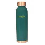 LA FORTE Pure Copper Water Bottle with Leak Proof Lid, Premium Silicone Coating (1000 Ml) Sea Green