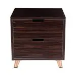 HMI Side Table with Double Drawer (Engineered Wood, Ebony) - 457 X 457 X 406 MM