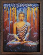 Elegance Multicolor Budha Wall Art Painting Frames For Home Decor - 10.25 X 13.25 Inch