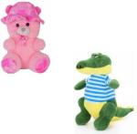Kashish Trading Company Soft toy cloth crocodile with pik rose cap(25-30 cm) - 30 cm (Multicolor)