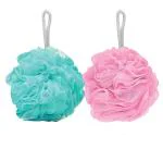 TIMELINE Bath Sponge Round Loofah, Body Wash Puff, Shower Loofah Balls, Body Scrubber(Pack of 02)(Multicolor)