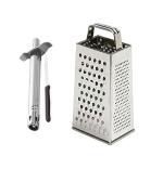 First Front Stainless Steel Regular Gas Lighter | Knife With Stainless Steel 4 in 1 Grater and Multicolour, Pack of 2