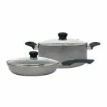 Miltlife Grey Aluminum Non Stick Cookware Set, Medium (Pack of 2)